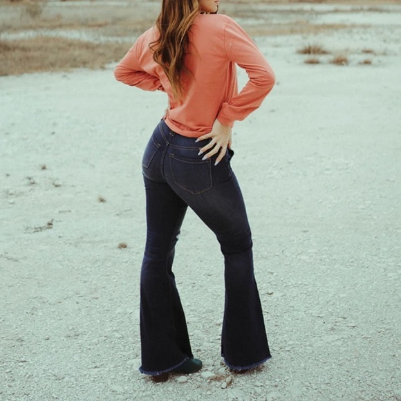 Kancan Dark Wash High Rise Flare Jeans - Picture 4 of 17